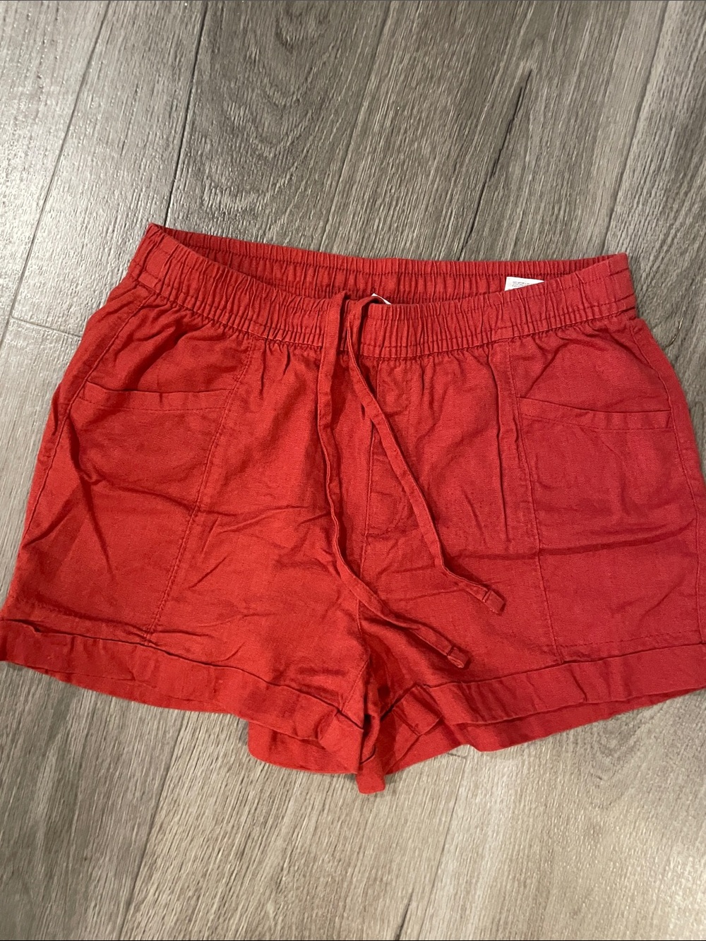 Old Navy Red Drawstring Casual Linen-Blend Shorts